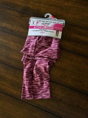 NWT Zone Pro Women’s High Waist 7/8 Active Leggings Pink Size L Pockets